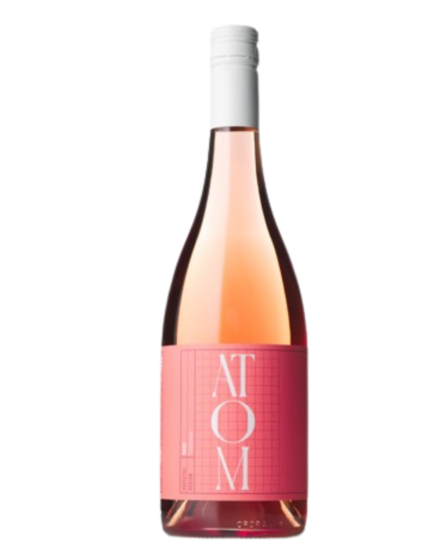 Atom Rose with vibrant pink label and white writing 