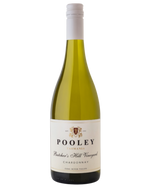 Pooley Chardonnay Butchers Hill bottle with white label and black writing 