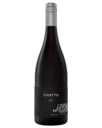 Chatto Isle Pinot Noir with blacked label and small bit of grey writing and brick art work
