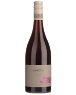 Chatto Seven Inch Pinot Noir with light grey label, metalic pink writing and brick art work