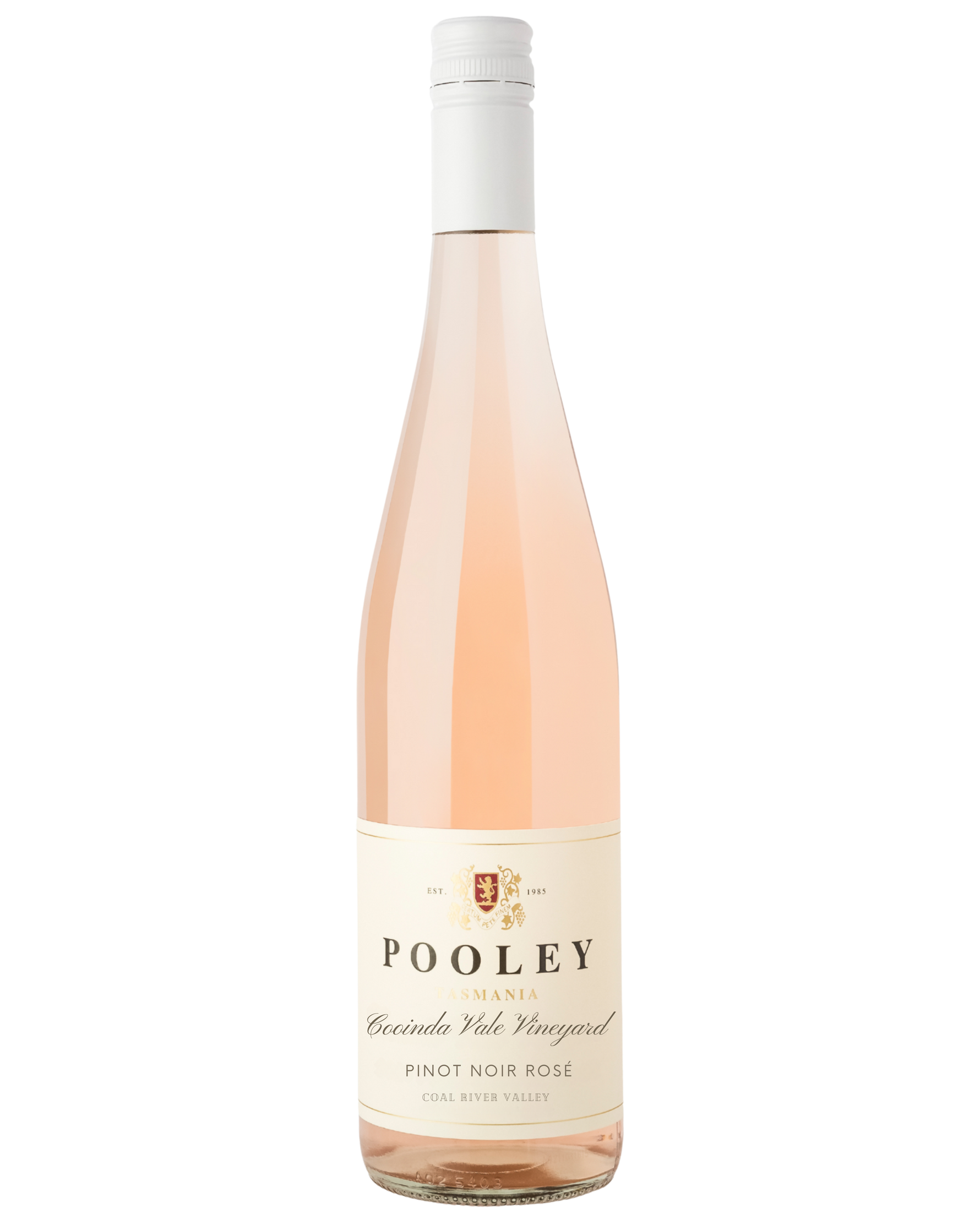Bottle of Pooley Pinot Noir Rosé on a white background