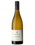 Sinapius Chardonnay with simple white label and black writting 
