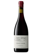 Stefano Labiana Pinot Noir Tasmania with a white label and black writting with a waxed top