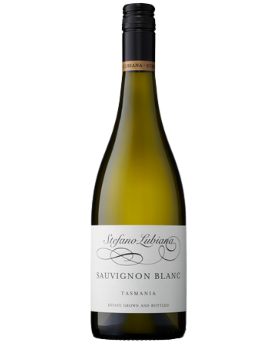 Stefano Lubana Sauvignon Blanc with white Label and black writting 