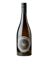 Rush Wines Chardonnay with gold writing on a white and black label 